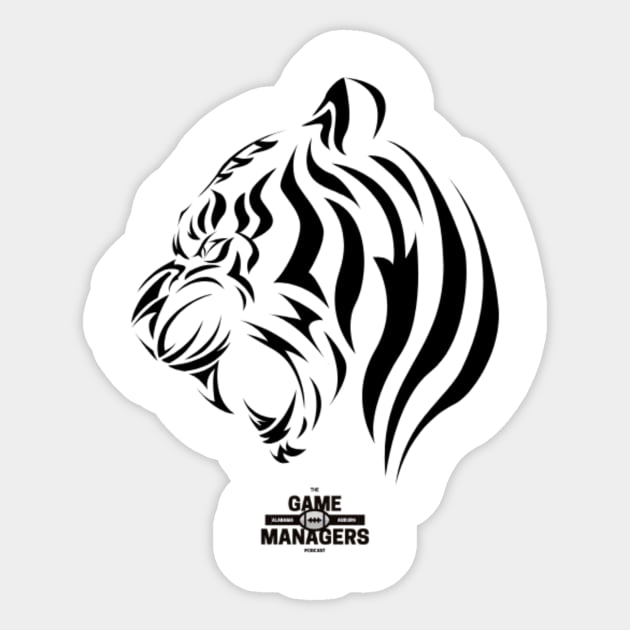 The Game Managers Podcast Tiger Black Sticker by TheGameManagersPodcast